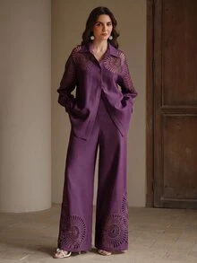Anewsta Women Two-Piece Outfits - Purple - View 1