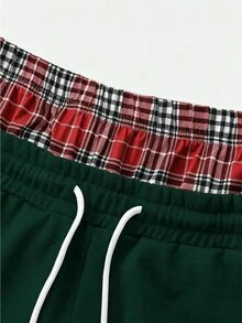 PAVTROS Men's Young Casual 2 In 1 Sweatpants, Short Knitted Sports Gym Pants With Elastic Waist Drawstring Design, Streetwear, Green And White Striped Summer - Dark Green - View 6