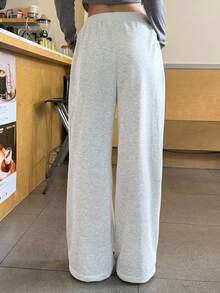 K-Vae Women's Solid Color Drawstring Waist Pocket Straight Leg Casual Pants - Apricot - View 2