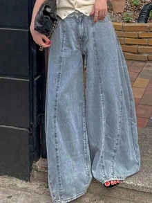 Dazy Plus Plus Size Women's Casual Versatile Everyday Denim Wide Leg Pants With Pockets - Light Wash - View 6