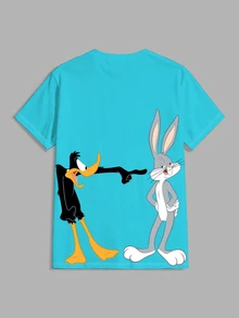 Looney Tunes X Manfinity Daypath 男士夏季休閒卡通印花T恤 - 薄荷藍 - 查看 5