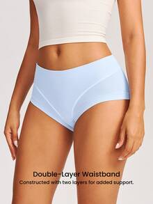LUVLETTE 2-Pack Airy Cotton Mid Waist Briefs Waist Tummy Control Women Underwear Panties Set-Black - Multicolor - View 11