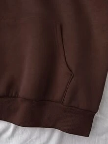 SHEIN 青少年女孩豹紋英文字母連帽寬鬆休閒衛衣 - 棕色 - 查看 6