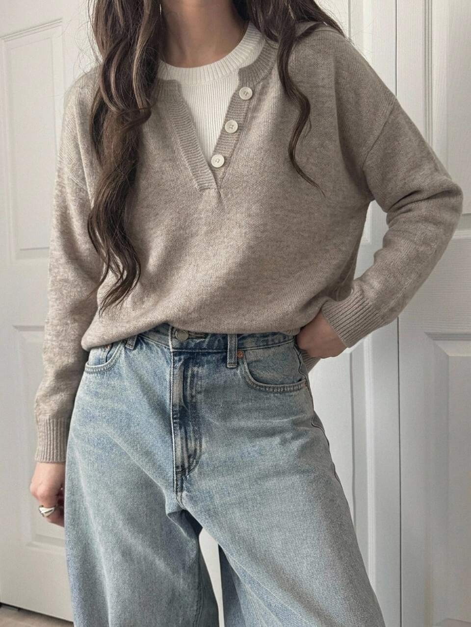 Women's Solid Color Casual Versatile Daily Long Sleeve Sweater