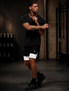 Men's Solid Color Breathable Short Sleeve Sports T-Shirt - Black - View 7