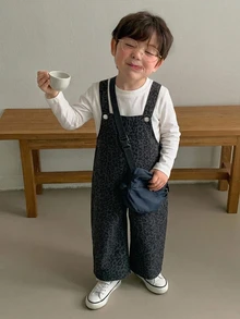 DAZY 嬰兒(男童)韓版復古寬鬆牛仔吊帶褲，夏季薄款休閒時尚長版連身褲，秋季適用 - 彩色 - 查看 1