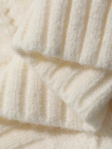 Livesso Sweater Kasual Wanita Warna Polos, Warna Putih Gading untuk Acara Santai Musim Gugur/Dingin - Aprikot - View 6