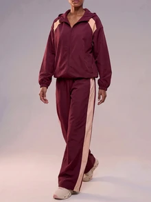 Zivah Women's Long Sleeve Zip-Up Jacket And Pants Sports Set - Burgundy - View 10