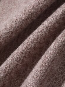 Livesso Gaun Rajut Elegan Wanita Warna Polos dengan Kerah Ruffle dan Lengan Mengembang, Pas Badan, Cocok untuk Makan Siang/Malam Musim Gugur, Warna Merah Muda Pucat - Grey - View 5
