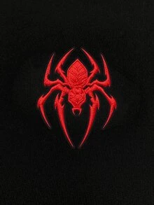 Manfinity EMRG 男士夏季休閒蜘蛛刺繡T恤 - 黑色 - 查看 8