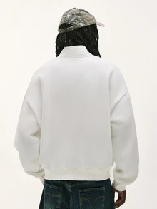 Baseblock Men's Comfortable Streetwear Pure Cotton Sweatshirt, New Fall Looks - White - View 2