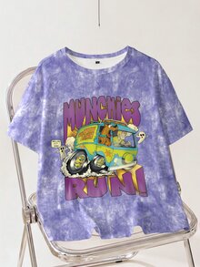 SCOOBY-DOO X SHEIN Plus Size Women's Cartoon Print Casual Daily Wear T-Shirt - White - View 7