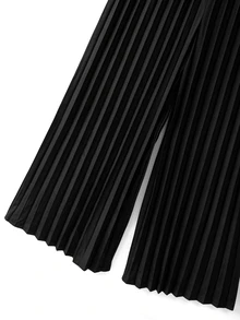 SHEIN Franclia Women's Solid Color Pleated Button Strap Wide Leg Jumpsuit - Black - View 7