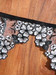 SHEIN 女款性感內衣藍色4件套 - 黑與白 - 查看 8