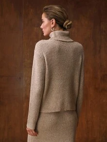 MOTF PREMIUM WOMEN'S AUTUMN/WINTER FLORAL KNIT SIMPLE LONG SLEEVE PULLOVER VERSATILE SWEATER - Apricot - View 7