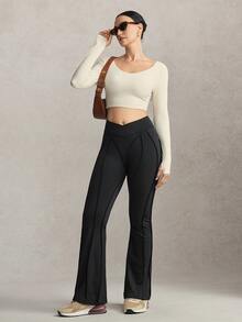 Activina Women's Solid Color Back Cutout Design Long Sleeve Sports T-Shirt - White - View 5