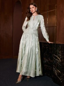 MOTF PREMIUM FASHION SHINY ELEGANT WOMEN'S LONG DRESS - Green - View 1