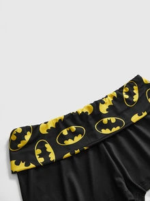 Batman X ROMWE طقم بيجامة نسائي كاجوال مرح مكون من كاميسول وشورت - الأسود - مشاهدة 4