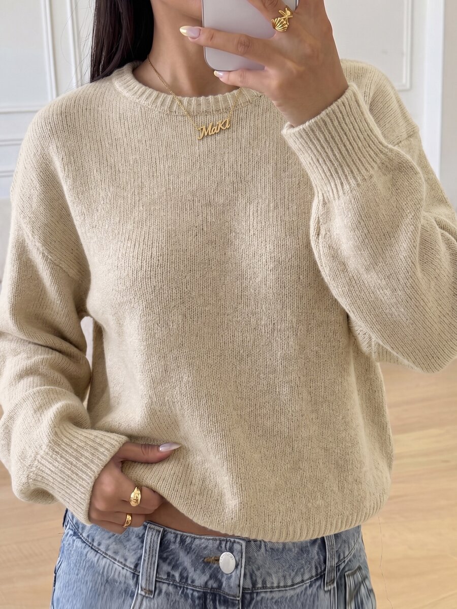 SHEIN Teen Girls Sweaters Casual Girls,Sweater, Autumn Sweater, Autumn Girls' Sweater, Girls' Sweate - Khaki - View 1