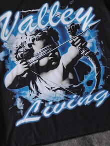 Casuvi Kids 青少年男孩秋冬插肩袖長袖T恤，美式復古天使印花上衣，街頭風圓領打底衫，休閒百搭長袖T恤，新品上市 - 彩色 - 查看 4
