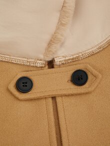 Sweetra Plus Size Wool Blend Cape Coat 2 Pieces Set, Autumn/Winter - Khaki - View 6
