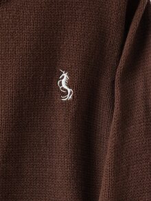 GlowEve CURVE Plus Size Women's Knit Dress Set, Solid Color Round Neck Colorblock Seahorse Design, Minimalist Elegant Casual Autumn Winter Office Graduation Brown - Coffee Brown - View 4