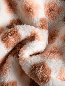 SHEIN Vintaside Kids Younggirl 兩件套，毛絨圓領長袖上衣搭配條紋內搭褲 - 棕色 - 查看 5
