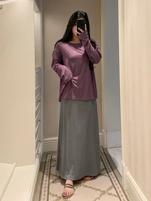DAZY Women's Long Sleeve Top & Skirt Pajama Set - Purple - View 6