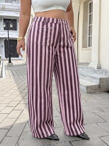 SHEIN ICON 大尺碼女款時尚休閒水洗無彈力寬鬆牛仔褲 - 彩色 - 查看 3