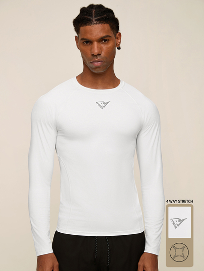 OTTIMOZO Men's Geometric Print Long Sleeve Casual Fitness Sports T-Shirt, Gym,4-Way Stretch,UV Protection,Cool Feel,Workout Staple,Muscle Fit,Running,Outdoor