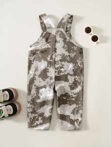 SHEIN Unisex Newborn Baby Boy/Girl Baby Boy 100% Cotton Casual Fashion Versatile Camouflage Denim Overalls Jumpsuit Cargo Pants, Baby Boy Clothing Set, Baby Boy Summer Outfit, Soft, Denim, Jeans - Multicolor - View 2