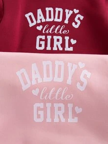 2件組幼兒女嬰可愛甜美粉色酒紅字母愛心羅紋長袖小高領運動衫慢跑褲休閒套裝，適合度假、秋冬、萬聖節 - 彩色 - 查看 8