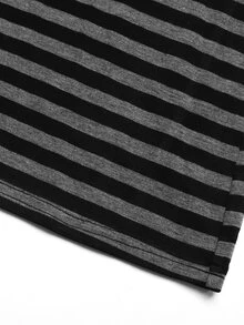 SHEIN Teen Girl Teen Girls Fall/Winter Street-Style Side Drawstring Striped Flared Pants Bell Bottom Pants - Dark Grey - View 7