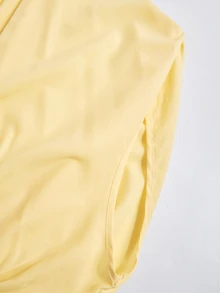 Brilight Batwing Sleeve Front Elastic Ruched Cutout Oversized Elegant Loose Blouse For Beach Going Out Vacation Casual Streetwe Pale Yellow Summer - Light Yellow - View 10