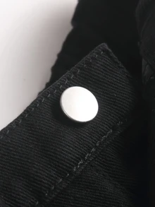 男童寬鬆黑色牛仔長褲，亮面水鑽十字圖案 - 黑色 - 查看 4