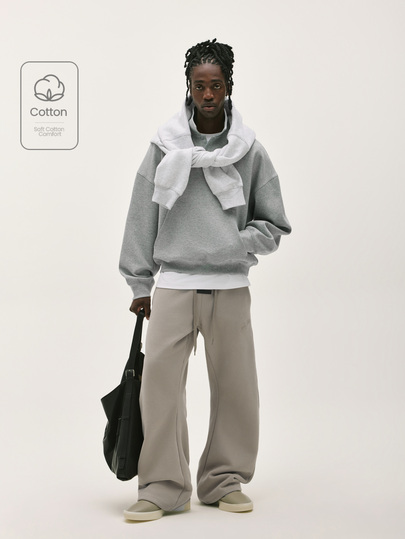 Baseblock Men's Cotton Loose Fit Half-Zip Pullover Sweatshirt, Knit Sportswear, Minimalist Brand Logo Embossed Top, Minimalist Cleanfit Relaxed Style, Japanese Low Saturation Commute Casual Style, Minimalist Versatile Commute Campus Outdoor, Unisex Couple Outfit, Holiday Gift