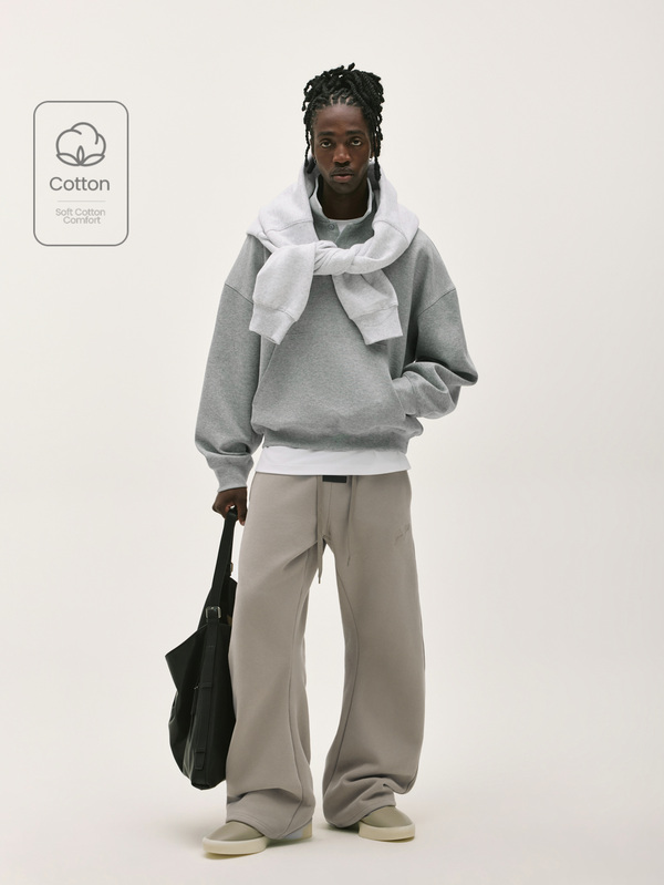 Baseblock Men's Cotton Loose Fit Half-Zip Pullover Sweatshirt, Knit Sportswear, Minimalist Brand Logo Embossed Top, Minimalist Cleanfit Relaxed Style, Japanese Low Saturation Commute Casual Style, Minimalist Versatile Commute Campus Outdoor, Unisex Couple Outfit, Holiday Gift