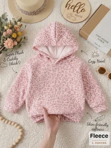 Young Girl Leopard Print Bow Pattern Casual Everyday Sweatshirt - White - View 3