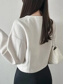 FRIFUL Women's Sweet Bow Decor Long Sleeve Overcoat Fall - White - View 4