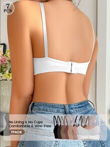 SHEIN 7件組無縫內衣套裝，舒適休閒內衣，可調節肩帶 - 彩色 - 查看 4