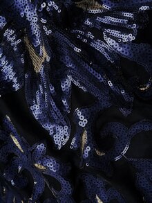 Miaspire 大尺碼精緻奢華亮片長袖夾克 - 藏蓝色 - 查看 6