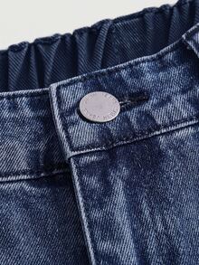 SHEIN MOD Plus Size Women's Casual Everyday Denim Jeans With Pockets, Buttons And Patchwork Fall - Dark Wash - View 3