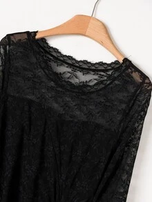 Rusticease Sweet Lace Pleated Dress For Middle-Aged And Elderly Women - Black - View 4
