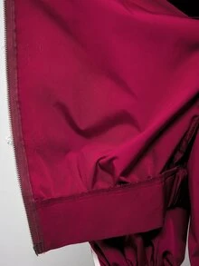 Maija Plus Size Fashion Street Streetwear Dark Red Colorblock Button-Up Jacket Everyday Going Out Autumn - Red - View 8