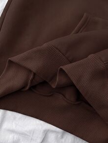 SHEIN 青少年女孩豹紋英文字母連帽寬鬆休閒衛衣 - 棕色 - 查看 8
