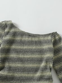 SHEIN 女童休閒舒適修身長袖T恤與舒適鬆緊腰寬腿寬鬆長褲2件套 - 黃色 - 查看 7