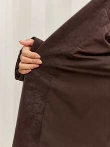 LYSMO Jaket Lengan Panjang Wanita Warna Polos Kasual Serbaguna untuk Sehari-hari - Coklat - View 8