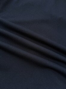 SHEIN 青少年女孩皇家藍白色領針織休閒拼色收腰修身T恤，附小Logo刺繡 - 藍色 - 查看 6