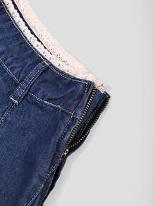 GlowEve Women's Waist Contrast Lace Casual Denim Skirt - Blue - View 6