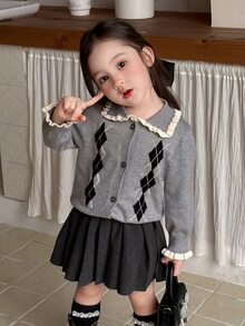 DAZY Infant/Toddler (Girl) Casual Solid Color Pleated Bottoms - Grey - View 5